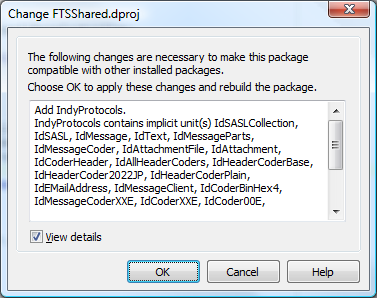 Delphi Change Package Dialog